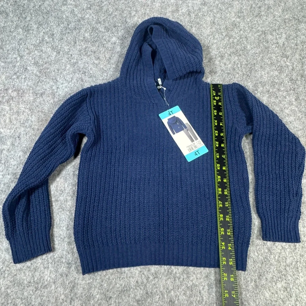 DKNY Kids Navy Blue Ribbed Knit Hoodie and Grey Twill Pants Set 4T NEW